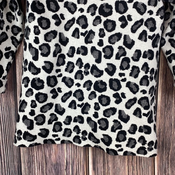 Tahari White & Black Leopard Print Mock Turtle Neck 3/4 Sleeve Top- Size XS - Picture 6 of 8